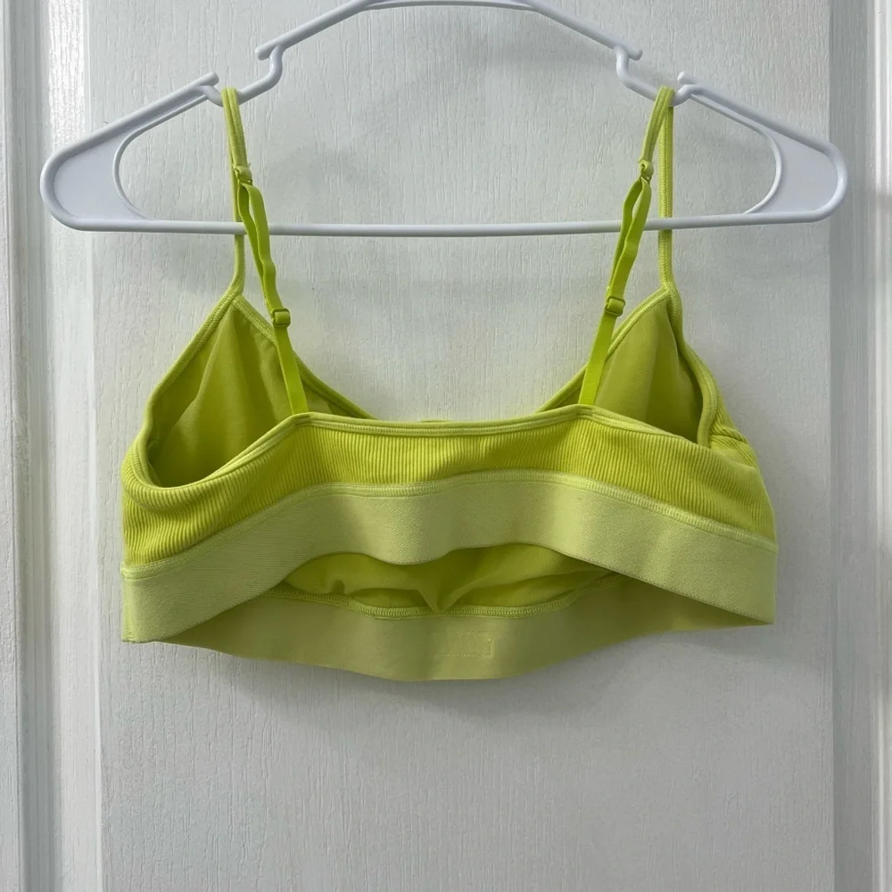 SKIMS Cotton Rib Scoop Bralette Neon Yellow Women's Sports Bra (Size XL) - Picture 5 of 9